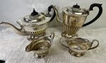 Vintage E.H. Parkin Sheffield Silver Plated Tea Coffee Set 4 Piece Art Deco Reg