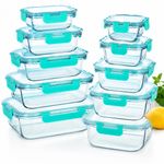 Glass Meal Prep Containers Set of 10 Airtight Food Storage Boxes With Lids