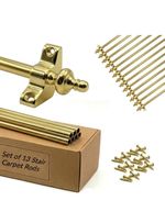 Set of 13 | Stair Carpet Rods | Urn Finial - Polished Brass | Runners Up To 70cm