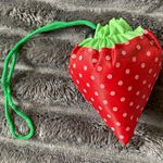Foldable Reusable Shopping Bag Large Orange Polka Dot with Strawberry Pouch
