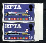 GB QE II 1967 1/6 EFTA BROKEN UNDERCARRIAGE ERROR + Normal as pair SG 716h MNH