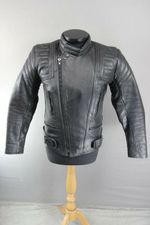 CLASSIC BLACK JT'S LEATHER BIKER JACKET 36 INCH