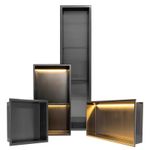 Thermopanel Noir Black Stainless Steel Shower Niches with LED Lighting Recessed