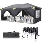 10x20FT Pop Up Gazebo Waterproof Party Tent Folding Canopy W/SideWalls 3x6M Grey