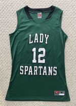 NIKE Team Women's Lady Spartans  #12 Basketball Jersey Green - Size Medium