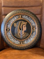 Egyptian Copper Art Plate Cleopatra Round Painted by El shami