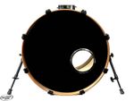22 Inch Black Bass Drum Head Fitted With Two Piece 6" Chrome O Ring Port Hole