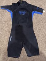 TWF Women’s Shortie Wetsuit Shorties Size S Black/Blue Front Zip