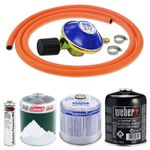 BUTANE GAS REGULATOR KIT 2M HOSE CLIPS 30mbar BBQ COOKER STOVE WEBER CARTRIDGE