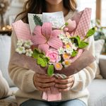 Handmade Crochet Lily Flower Bouquet Knitted Floral Gift Home Decor Personalized