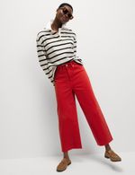 Marks & Spencer Womens Cotton Cropped leg Jeans in Red - M&S