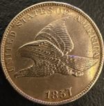 1857 Flying Eagle Cent Strong Strike Small Letters Uncirculated Monster Scarce!