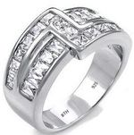 925 Sterling Silver Mens Brilliant Wedding Engagement Band Ring