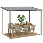 Outsunny 3 x 2 m Lean to Garden Pergola, Metal Frame Gazebo Pergola, Grey