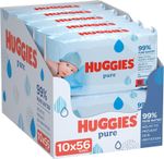 Huggies Pure Baby Wipes Pack of 10, 10 x 56