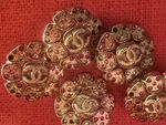 5 Multicoloured Rhinestone/ Crystal Chanel Buttons Flower / Camellia 23mm MINT