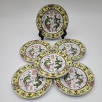 6 x Vintage Chinese Famille Jaune Hand painted Dragon / Butterfly Side Plates 6"