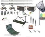 Full Carp Fishing Tackle Set Up Kit Rods Reels Rigs Alarms Bait  Tools Mat  PC 6