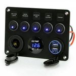 5 Gang 12V/24V Inline Fuse Box LED Switch Panel Dual USB Car Boat Truck Camper