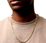 Heavy Men's 14k Gold Stamped Italian Figaro Link Chain Necklace 24" Inches 5MM