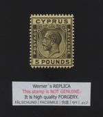 FORGERY - Werner's REPLICA of Cyprus 1924-28 £5 Blk & yel