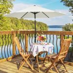 Garden Parasol with Steel Pole, Crank & Tilt – Outdoor Shade Umbrella 2.7m