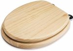 PINE 18" MDF UNIVERSAL BATHROOM WC TOILET SEAT EASY FIT WITH FITTINGS WOODEN W/C