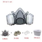 6200 Half Face 15 IN 1 Gas Mask Chemical Vapor Paint Spray Respirator +Filter UK