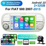 7'' 32G For Fiat 500 2007-2015 Apple Carplay Android 15 Car Stereo Radio GPS Nav