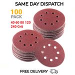 125mm - 5" 8 Hole Sanding Discs 40 60 80 120 240 320 Grit Orbital Sander Pad UK