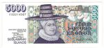 ICELAND  5000 Kronur  1961 (1986)  P:53a  UNC