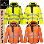 Portwest Premium Hi Vis Winter Jacket - T400 PW3 Waterproof Quilt Lined Coat