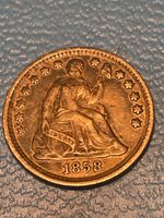 1858 seated liberty half dime VF to XF nice!