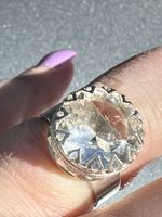Rock Crystal 830s silver Ring Norway Norwegian Vintage Estate 1665