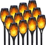 Flickering Flame Effect Solar Torch Lights LED Outdoor Garden Pathway Stake Lamp