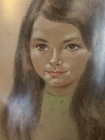 Vintage ( Antique Style) Retro ? Pastels? Oil Portrait Painting Of A Young girl