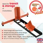 Adjustable Motorcycle Paddock Stand Front Wheel Chock Bike Transport Heavy Duty