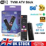 Android 14.0 TV98 TV Stick 8K UHD | 2GB RAM 16GB | Fire Stick Alt | Smart TV UK