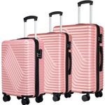 Brand New 3-Piece Rose Gold Hard Shell Luggage Set – 20”/24”/28” Suitcases