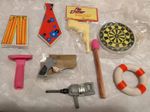 Vintage 1980s Novelty Erasers Dartboard Tools Match Tie Retro Job Lot