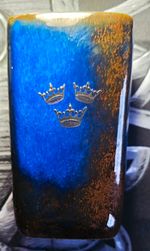 Gustavsberg Blue Lagun 9 Vase Three Crowns Silver Overlay for S.A.L