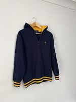 Polo Ralph Lauren Youth XL 20 1/4 Zip Hooded Fleece Pullover Navy Blue Yellow RL
