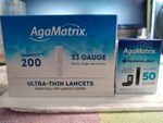 AgaMatrix 33gauge ultra thin lancets 200 + 50 AgaMatrix Jazz Test Strips 