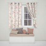 Pretty Pink Rose Eyelet Blackout Curtains Romantic Pink Rose Floral Window Drape