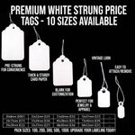 1000x Quality White Strung Price Ticket Tags Labels Retail Clothing Gift Tags