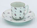 China Teacup and Saucer White with Tiny Pink Roses Demi Size