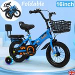 16inch Kids Bike Bicycle Children Boys Foldable Cycle Removable Stabiliser UK