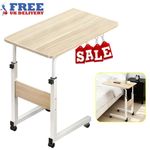 Portable Over Bed Table  Hospital Overbed Height Adjustable Laptop Tray UK NEW.~