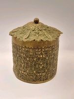 Vintage Brass 5" Repoussé Tobacco Jar Humidor Storage Tub 