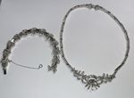 Antique 1920's Art Deco Necklace And Bracelet Set Rhinestone Bridal Hollywood